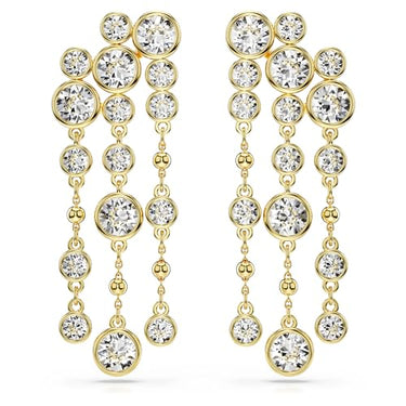 Swarovski Imber Drop-Ohrhänger, Rundschliff, Chandelier, Weiß, Goldlegierungsschicht im Sale